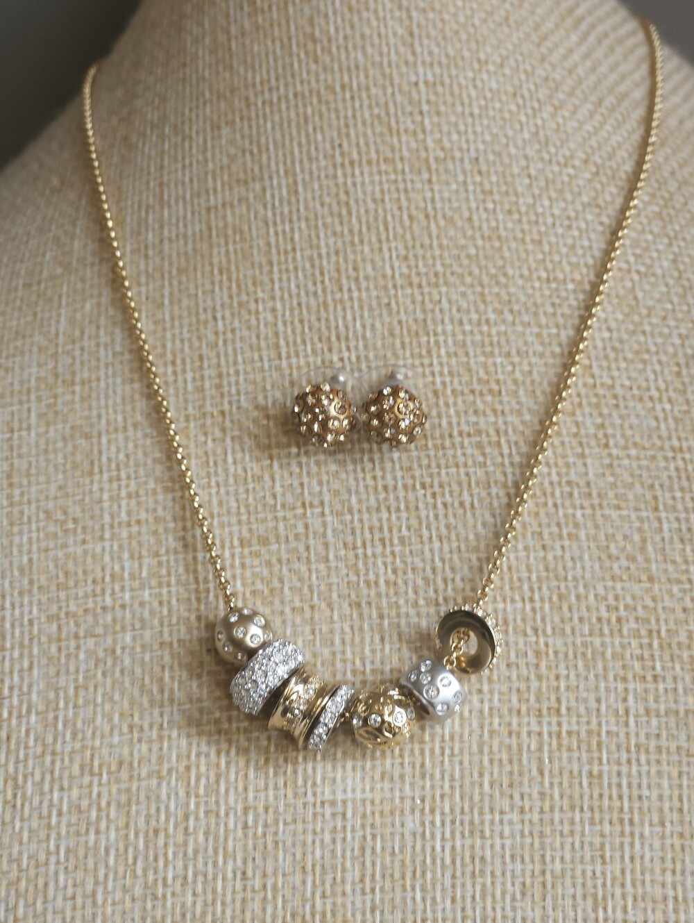 Vintage Authentic Swarovski Crystal-Encrusted Pave Sphere & Multi-Charm Set